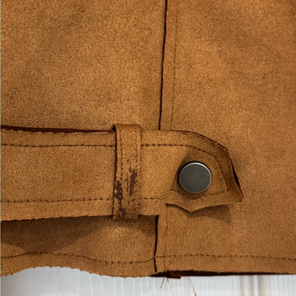 LA Coalition Espresso Brown Removable Faux Fur Collar Suede Jacket - Picture 4 of 9